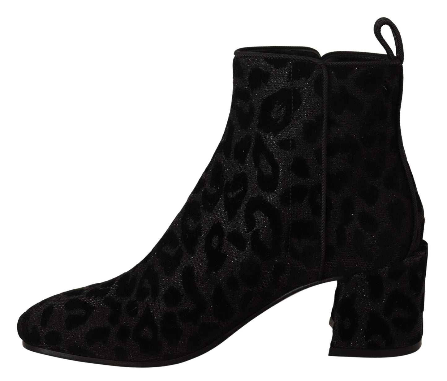 Elegant Black Leopard Night Ankle Boots