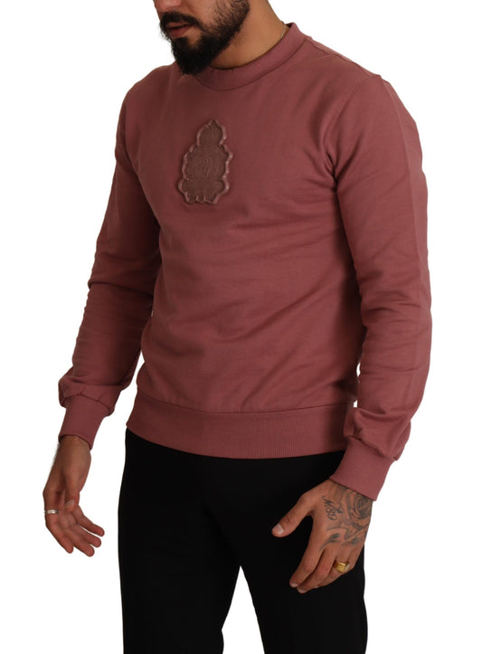 Elegant Pink Cotton Crew Neck Sweater