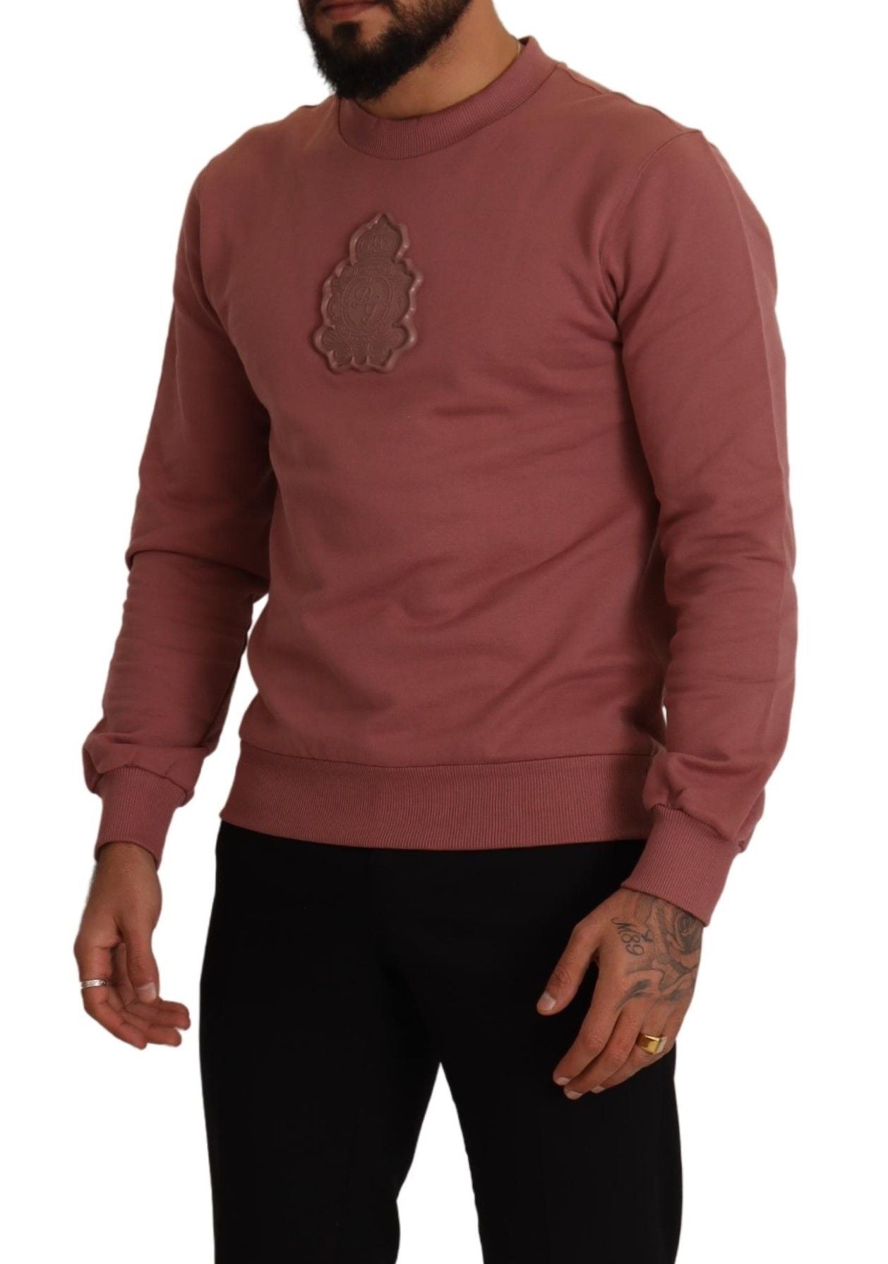 Elegant Pink Cotton Crew Neck Sweater