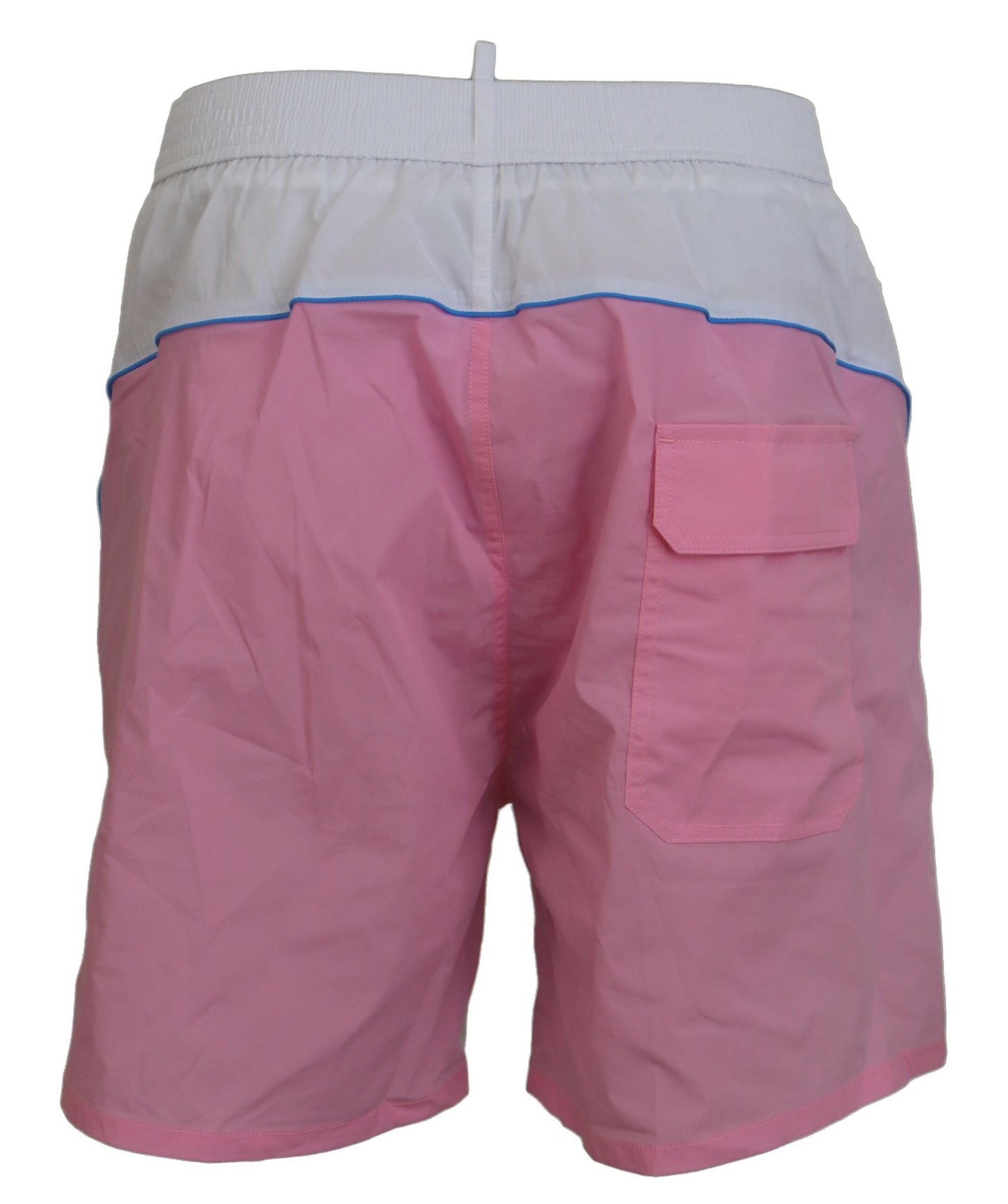 Chic White & Pink Print Swim Shorts