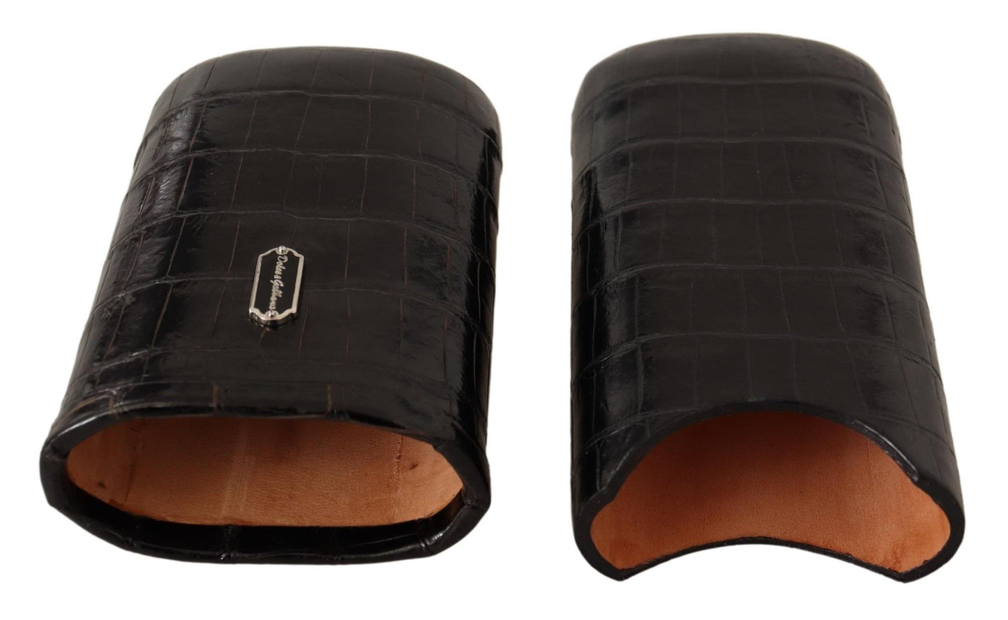 Elegant Dual Slot Crocodile Leather Cigar Case