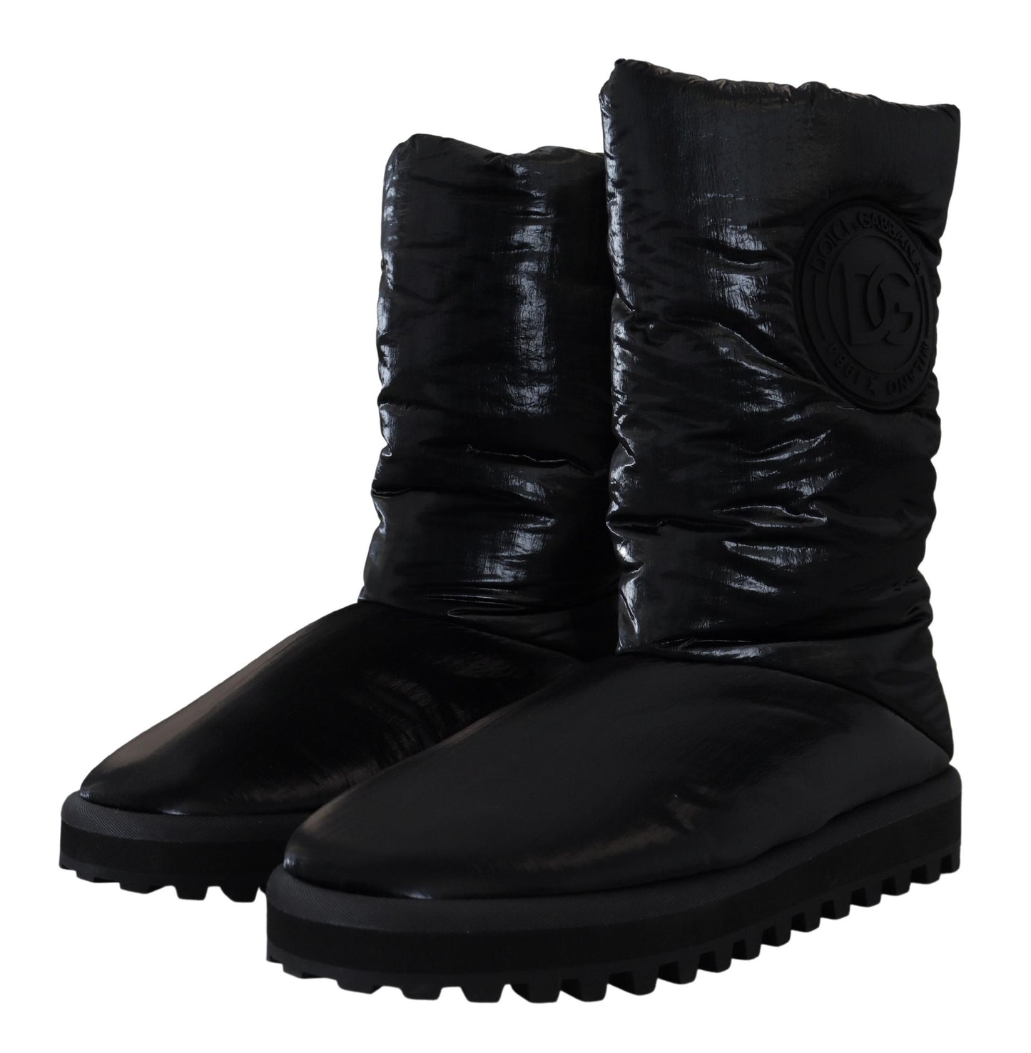 Elegant Mid-Calf Boots in Black Polyester