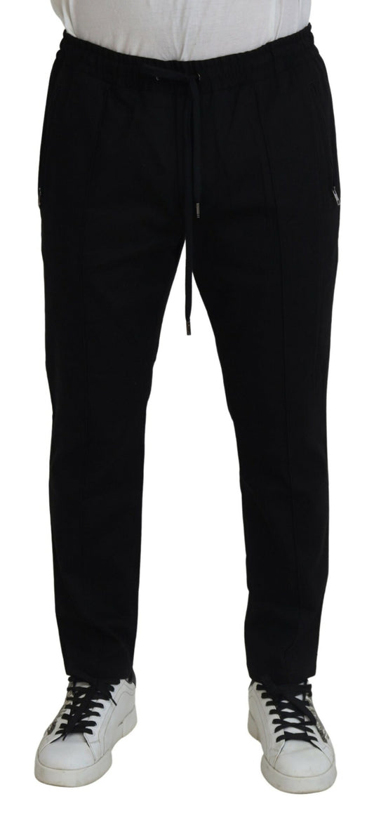 Elegant Black Jogger Pants with Logo Detail