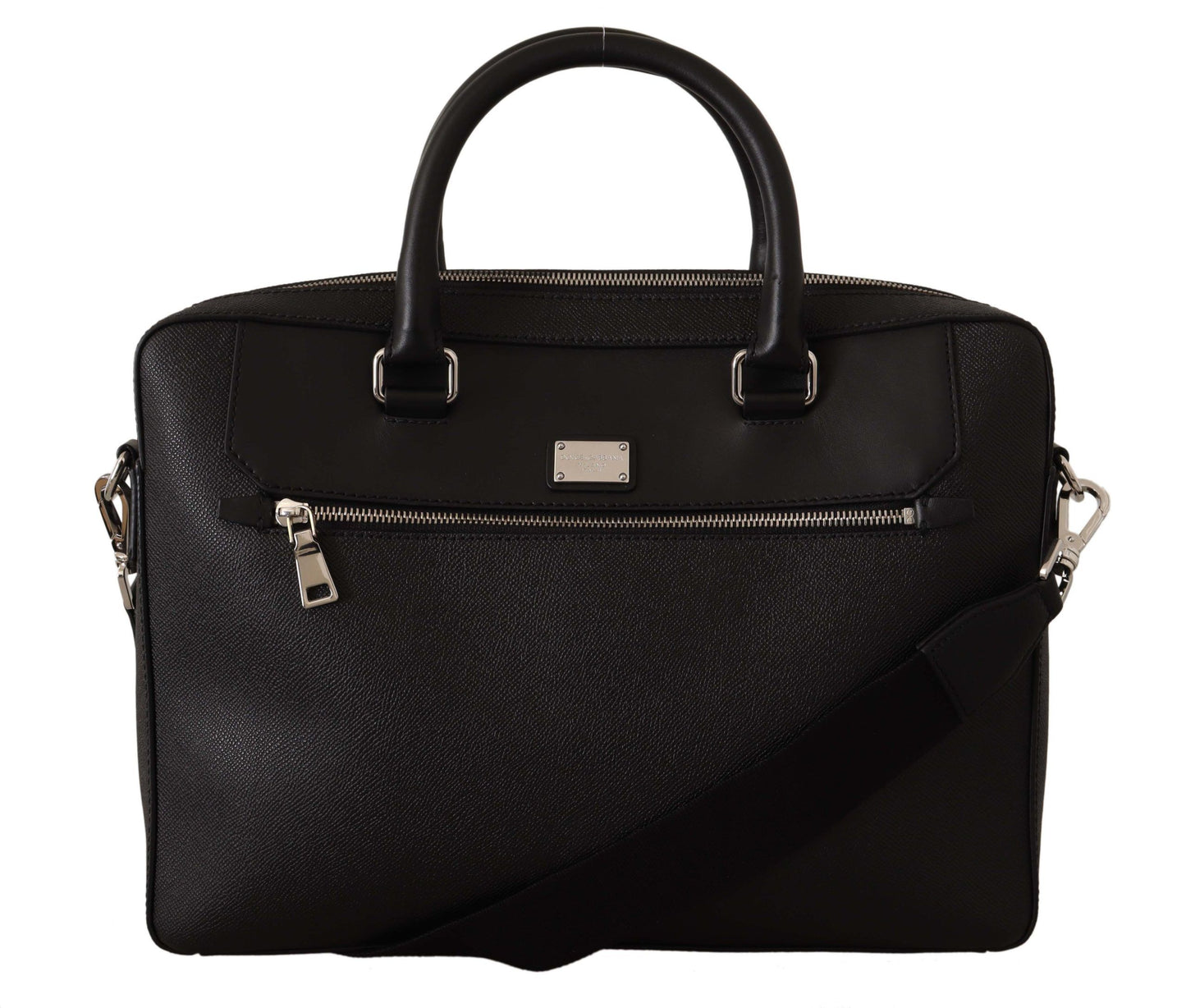 Sleek Black Leather Messenger Bag