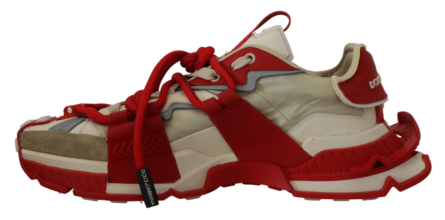 Red Beige Designer Leather Sneakers