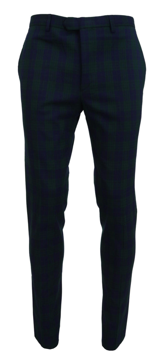 Elegant Checkered Wool Blend Trousers
