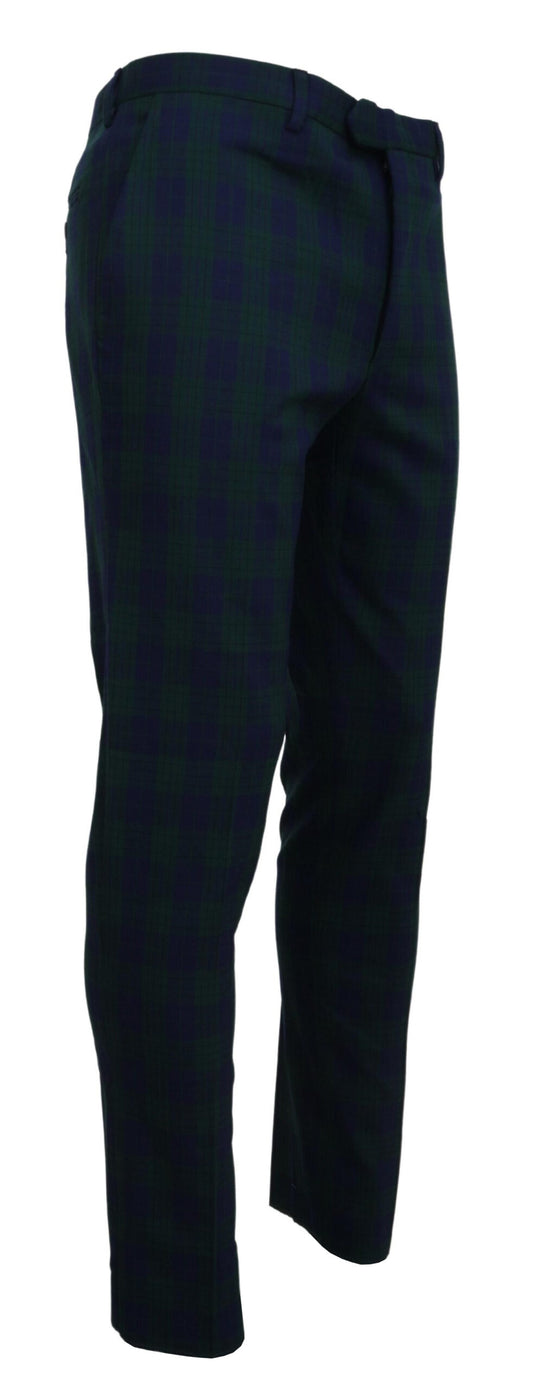Elegant Checkered Wool Blend Trousers