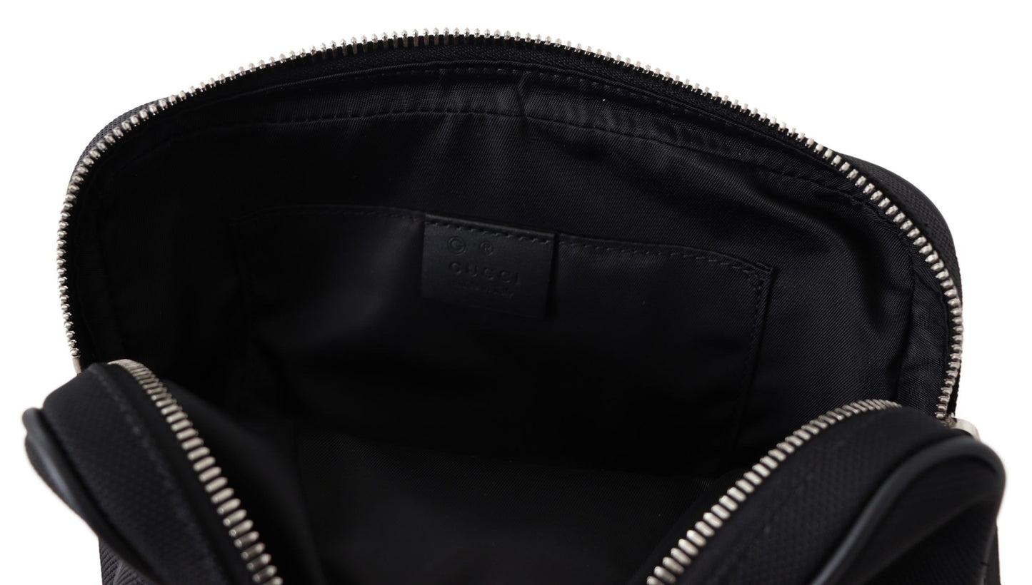 Elegant Black Belt Bag with Iconic Stripes