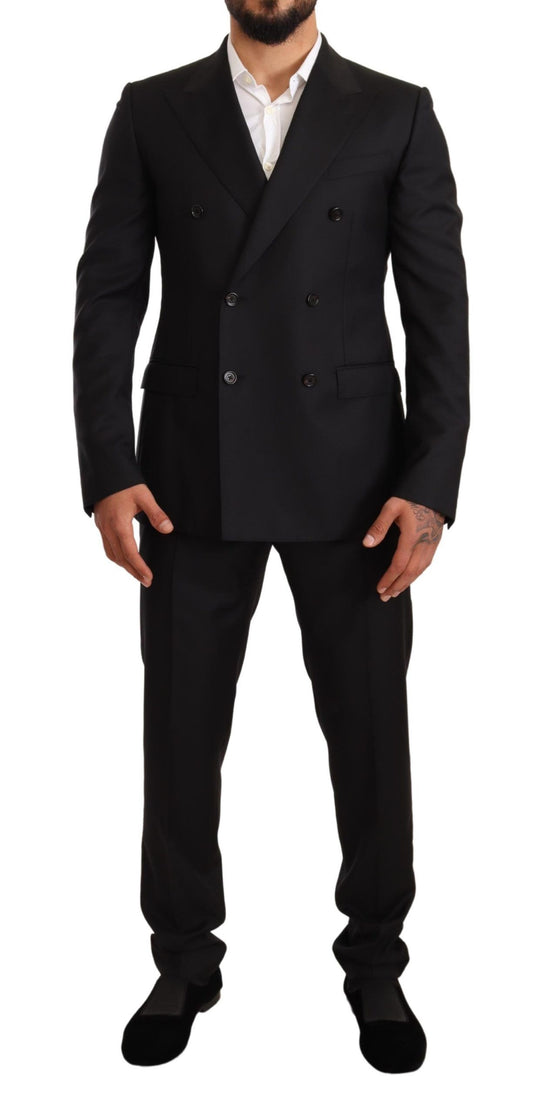 Elegant Black Two-Piece Wool Suit