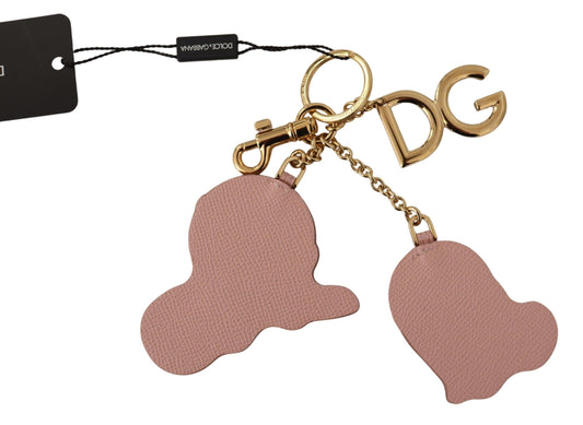 Elegant Beige Leather Keyring with Gold Accents
