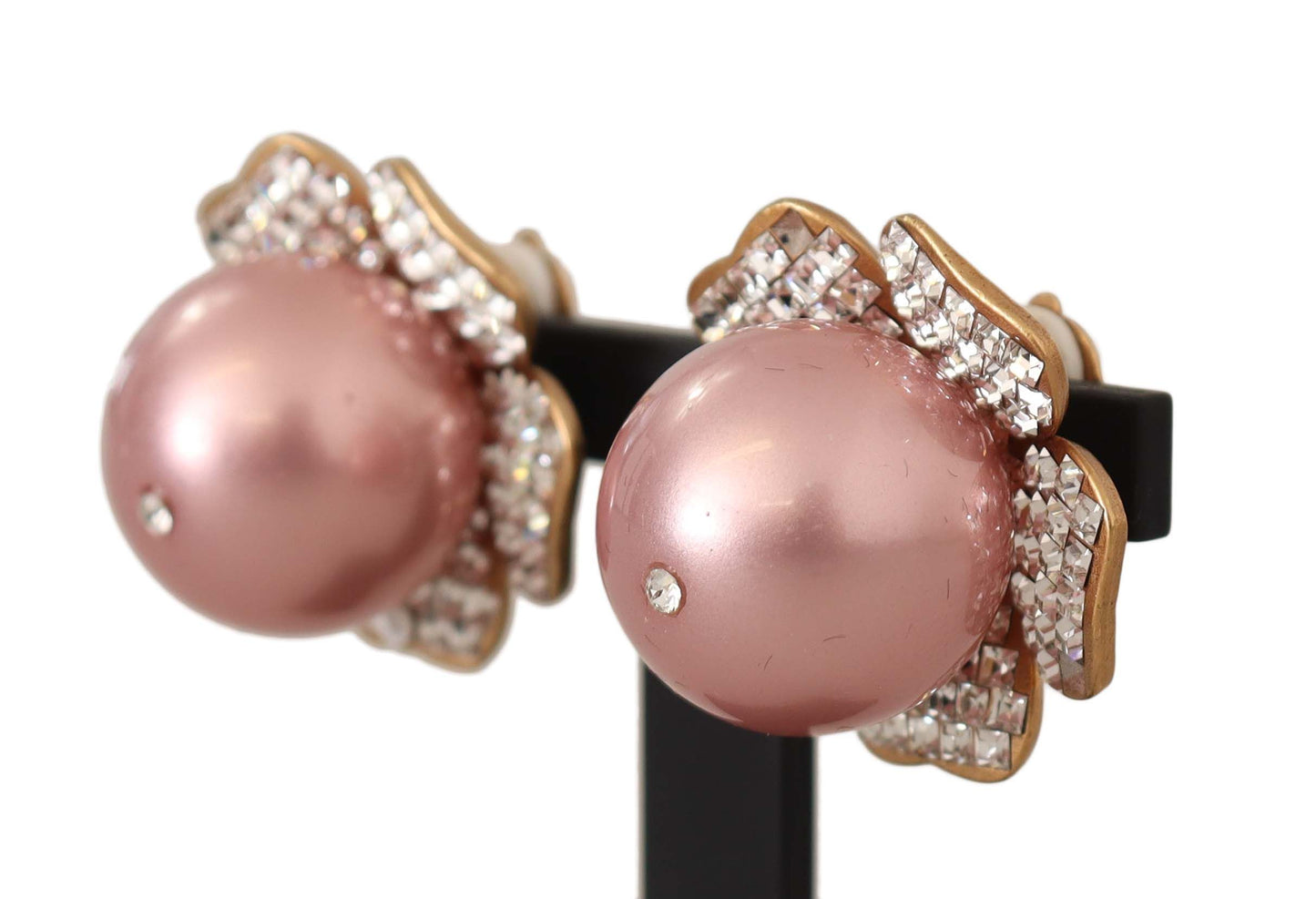 Glamorous Floral Crystal Clip-On Earrings