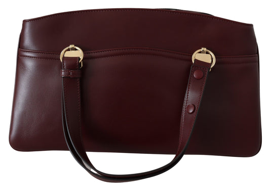 Elegant Red Calf Leather Top Handle Bag