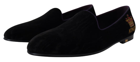 Elegant Velvet Slipper Loafers in Purple