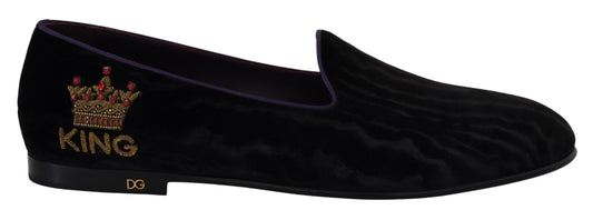 Elegant Velvet Slipper Loafers in Purple