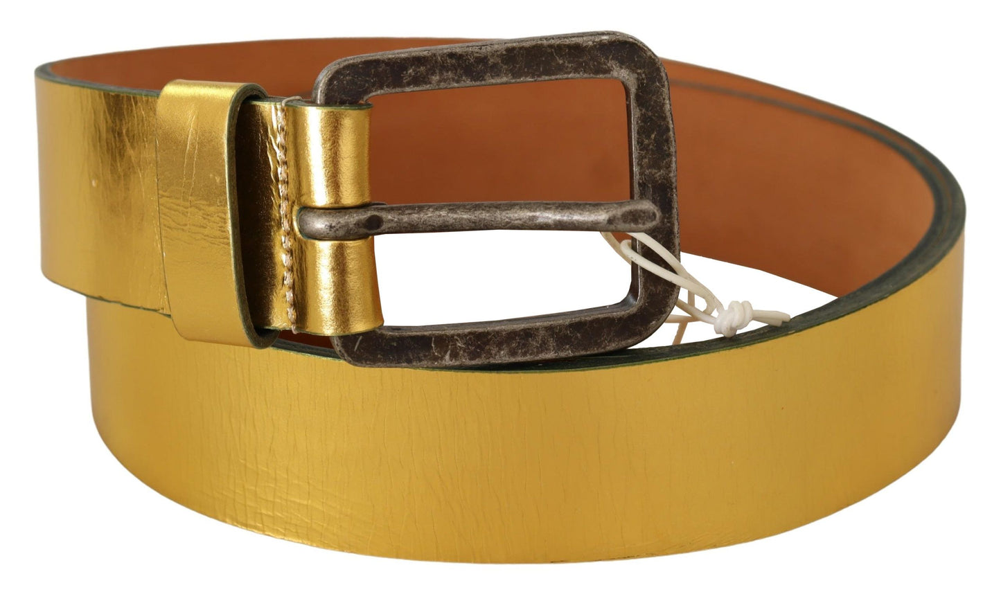 Elegant Gold Genuine Leather Men's Belt