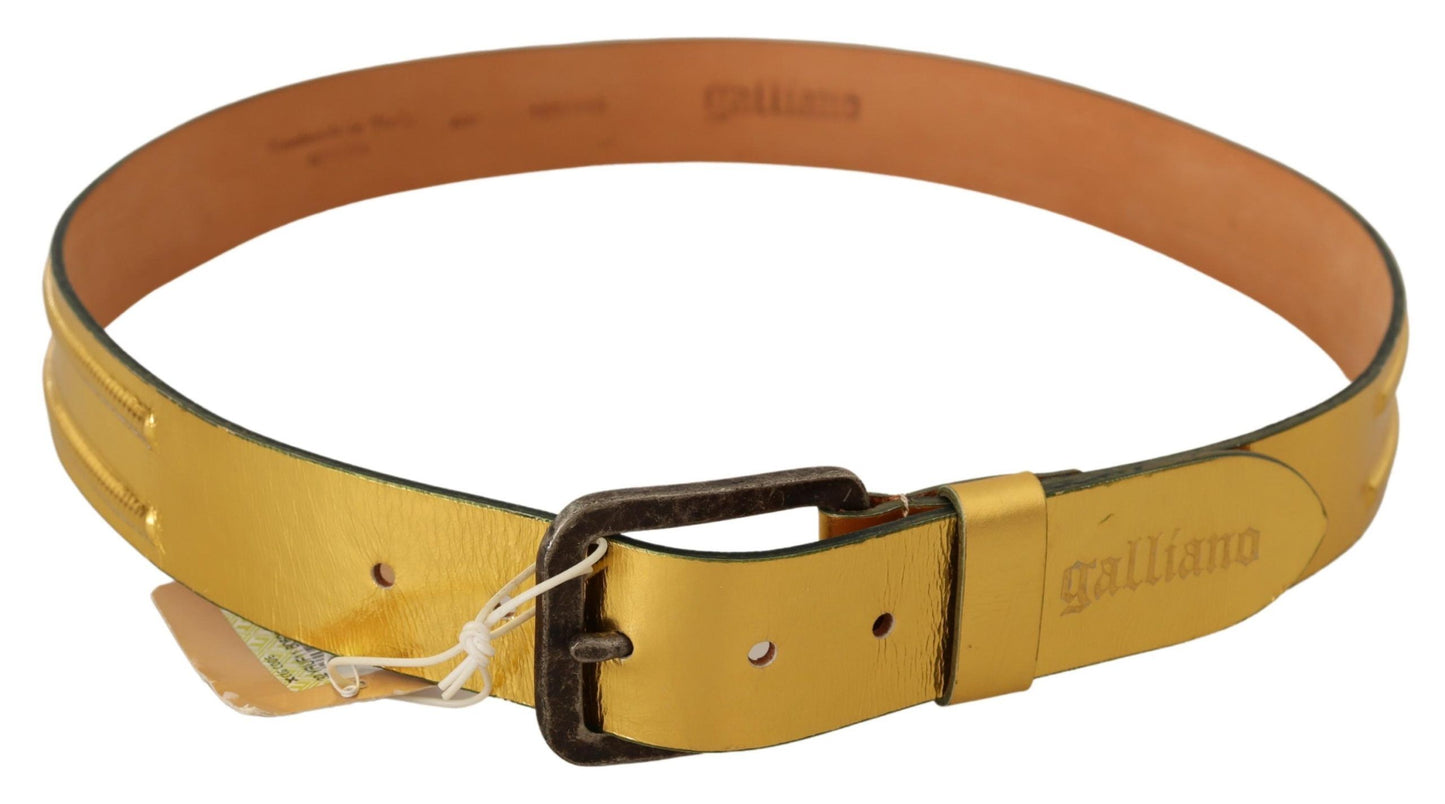 Elegant Gold Genuine Leather Men's Belt