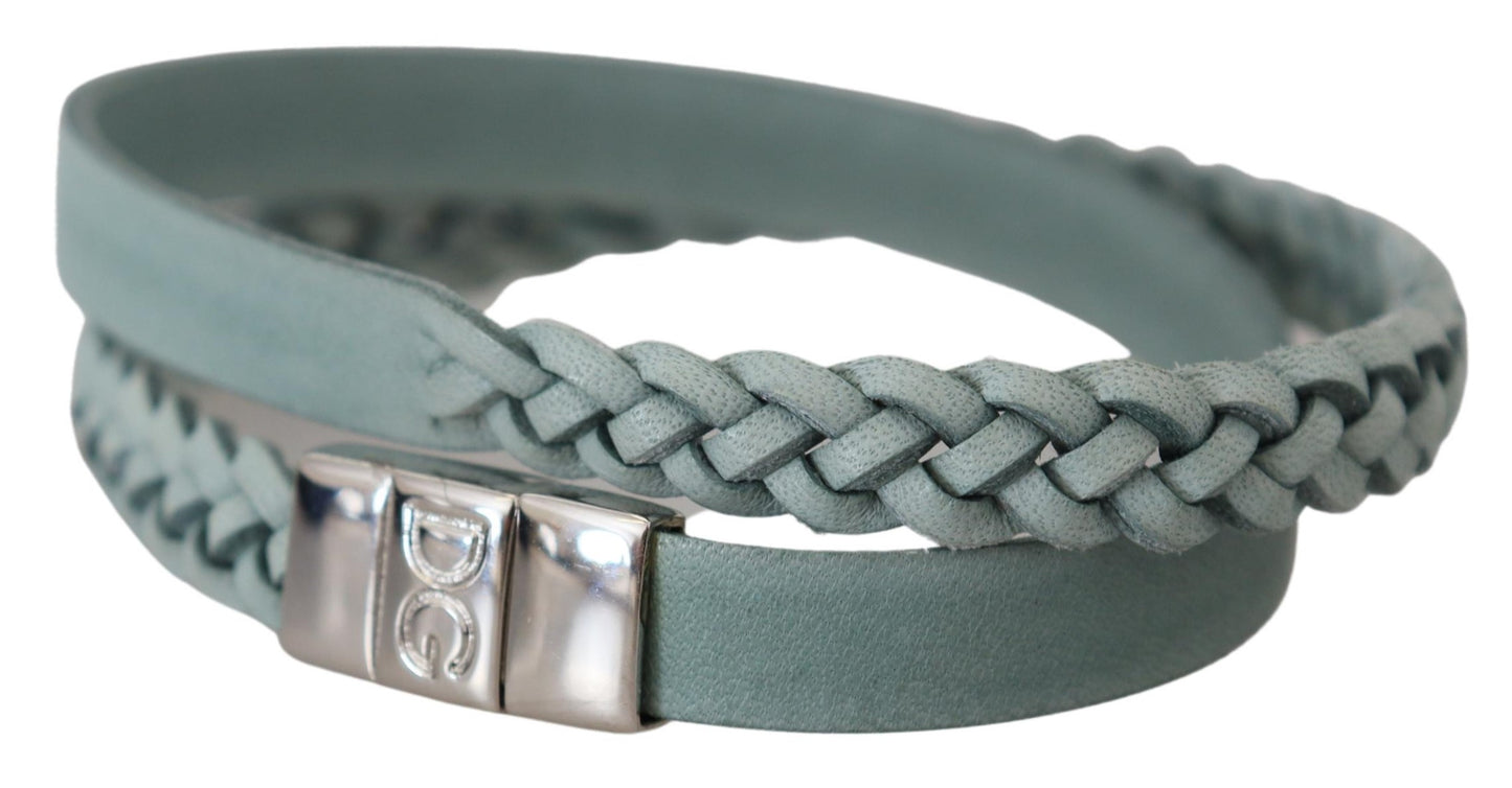 Elegant Light Blue Leather Wrap Bracelet