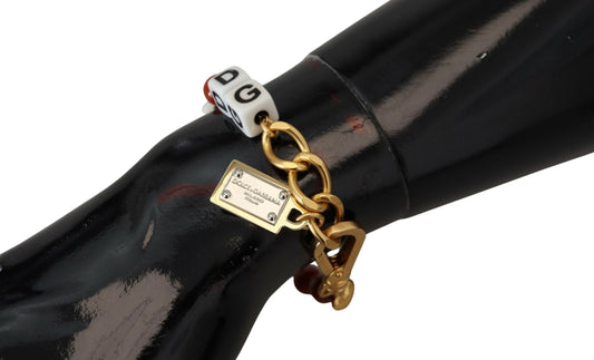 Gold Chain Brass Beaded Lobster Clasp Logo Bracelet