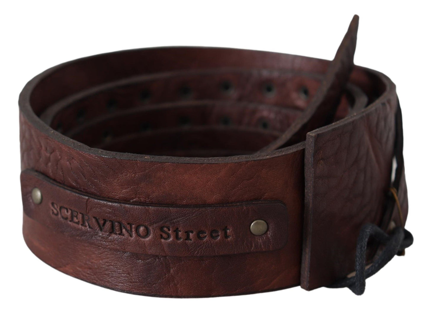 Dark Brown Leather Rope Logo Belt