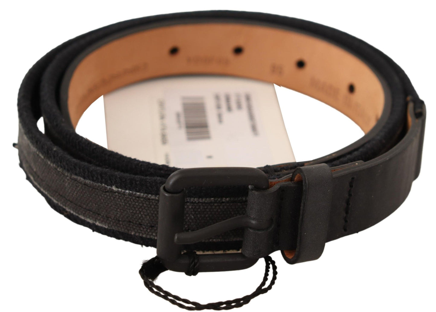 Classic Black Leather Belt with Buckle Fastening