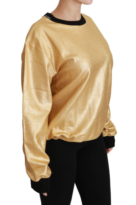 Elegant Gold Crew Neck Cotton Sweater