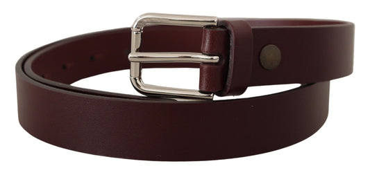 Maroon Luxe Leather Belt with Metal Buckle