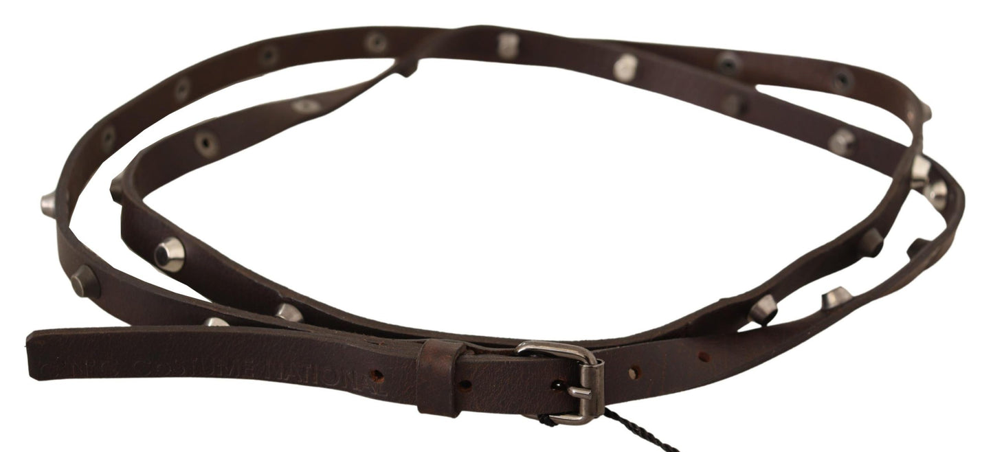 Chic Brown Leather Fashion Belt with Silver Buckle