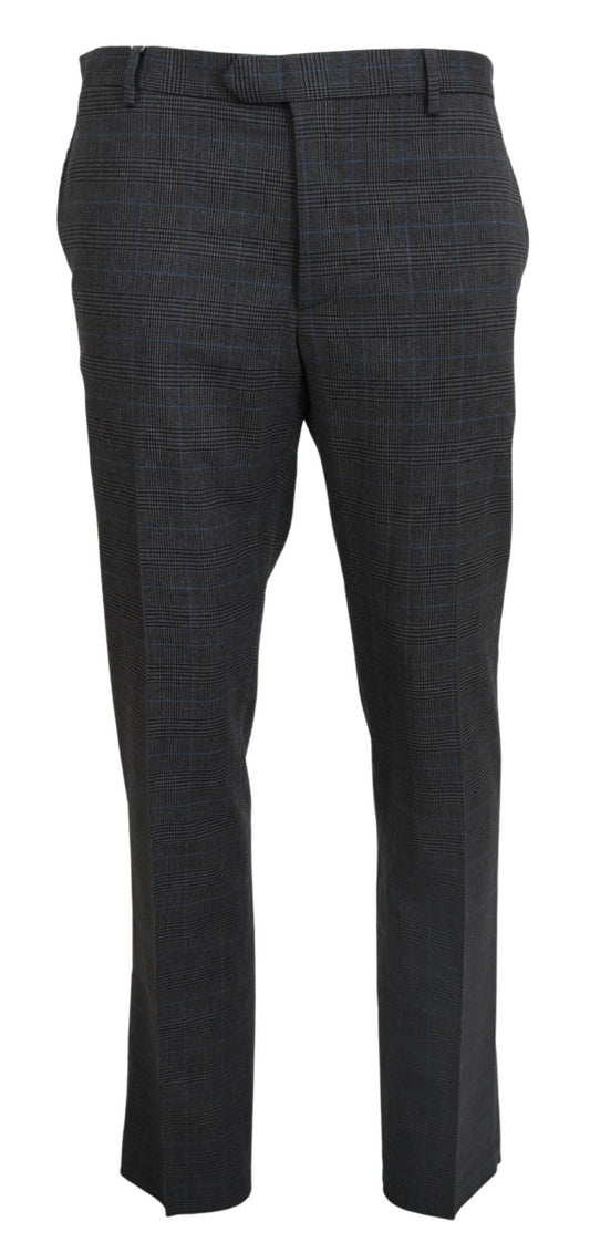 Elegant Checkered Wool Dress Pants for Men