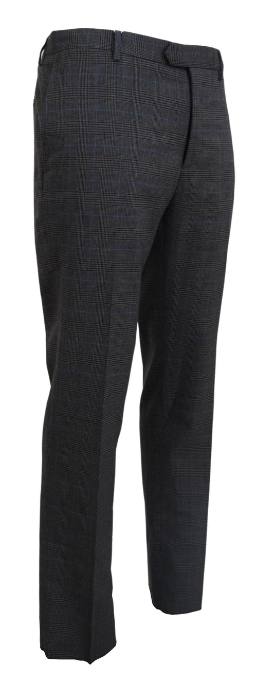 Elegant Checkered Wool Dress Pants for Men