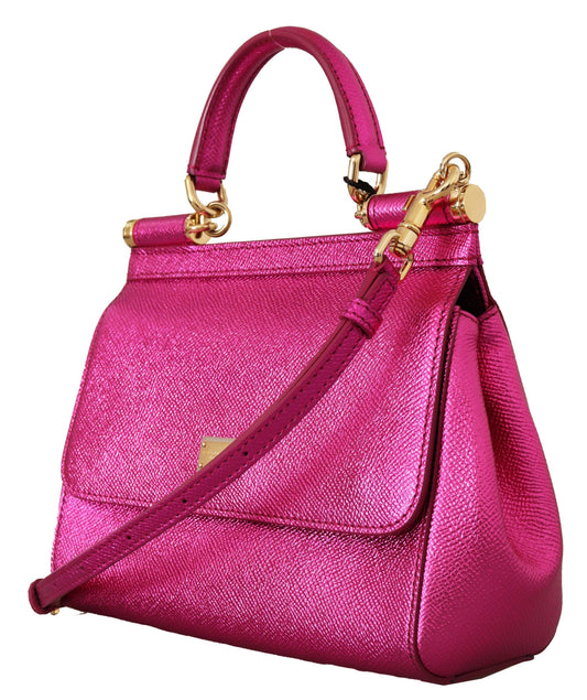 Elegant Sicily Pink Leather Shoulder Bag