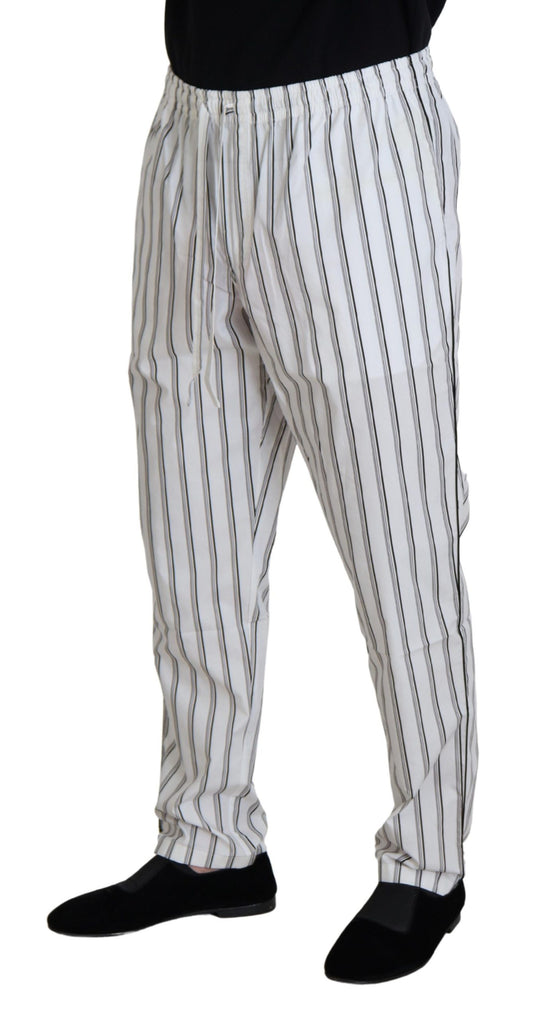 Elegant White Striped Pajama Pants