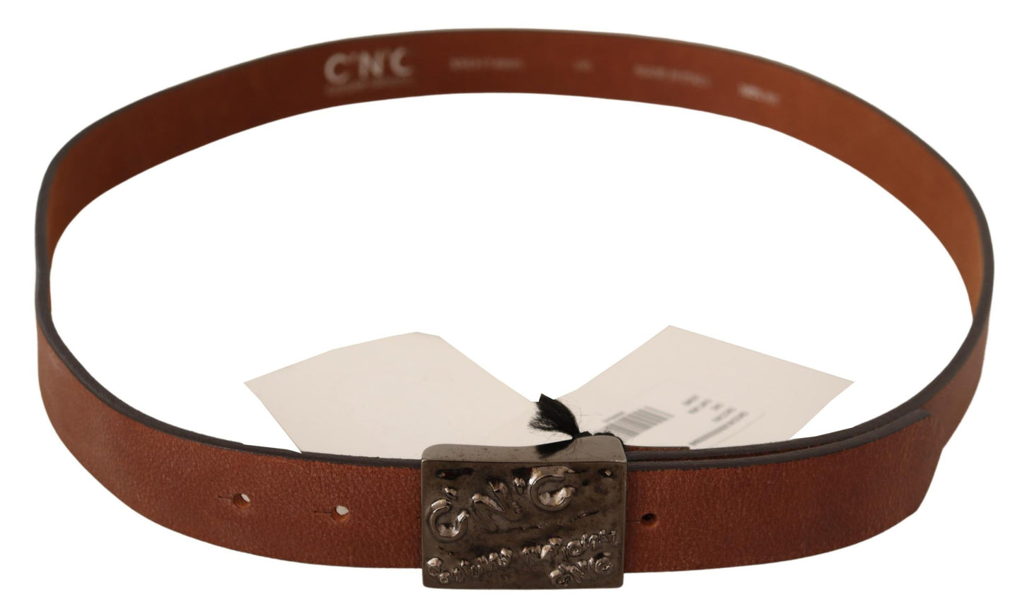 Chic Solid Brown Waist Belt with Logo Buckle