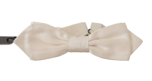 Elegant White Silk Bow Tie