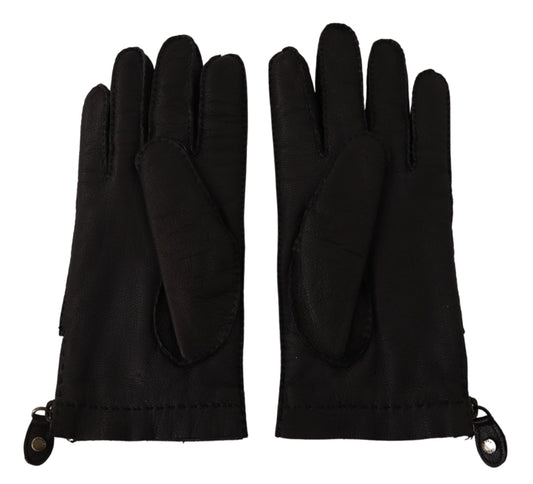 Elegant Black Leather Driving Gloves