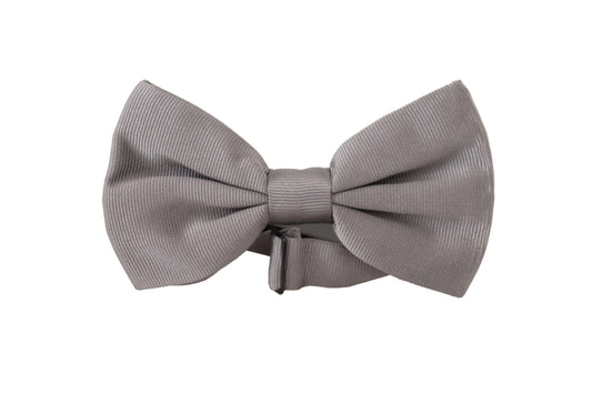 Elegant Gray Silk Bow Tie