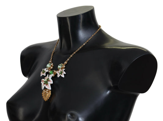 Golden Lily Flower Pendant Necklace