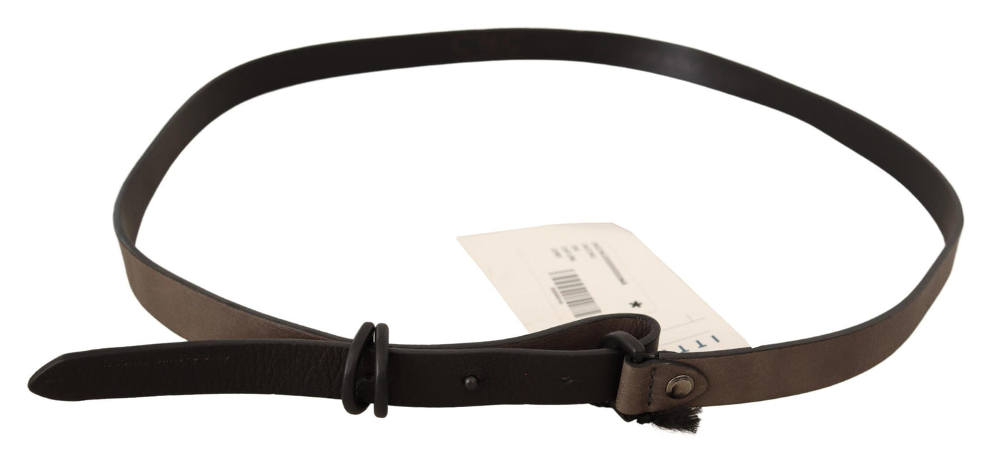 Exquisite Solid Brown Waist Belt with Metal Buckle