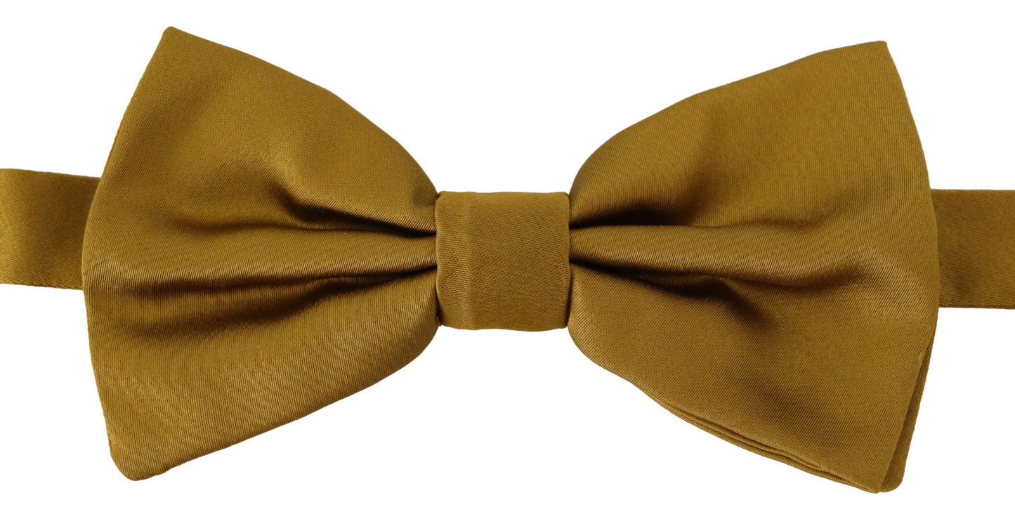 Elegant Mustard Yellow Silk Bow Tie