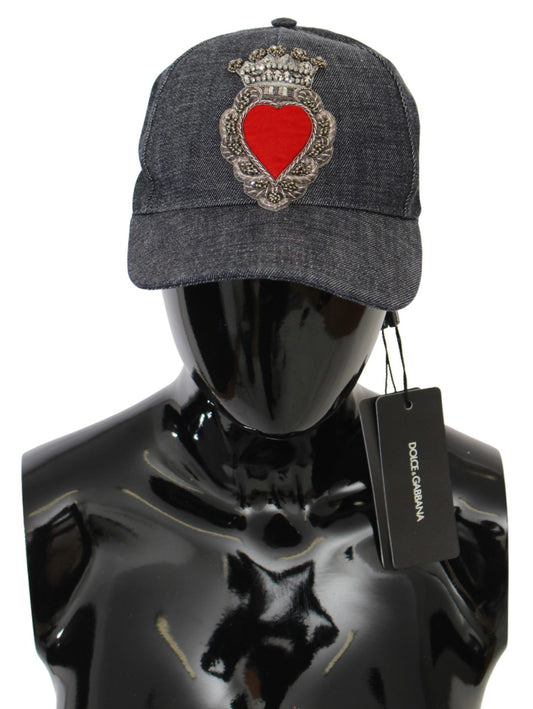 Chic Gray Embroidered Heart Baseball Cap