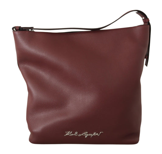 Elegant Wine Leather Tote with Adjustable Strap
