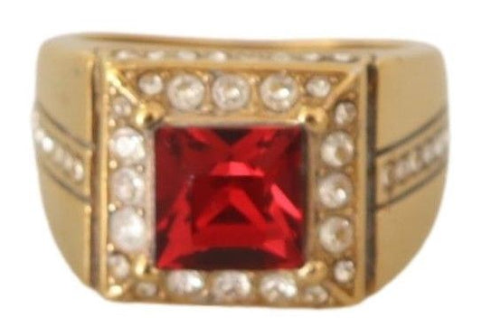 Gold Plated 925 Silver Red Crystal Ring