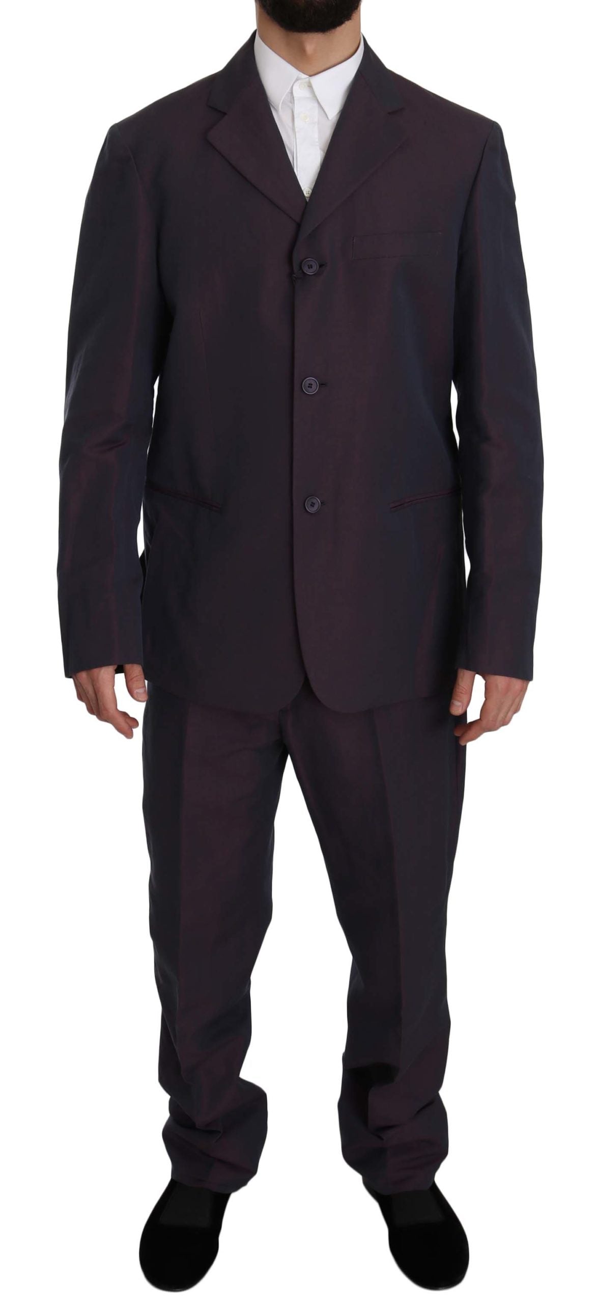 Elegant Purple Linen-Cotton Blend Suit