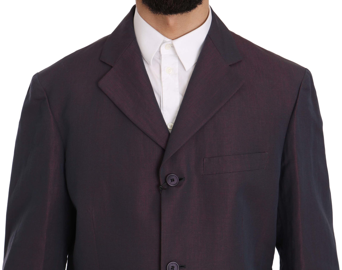Elegant Purple Linen-Cotton Blend Suit