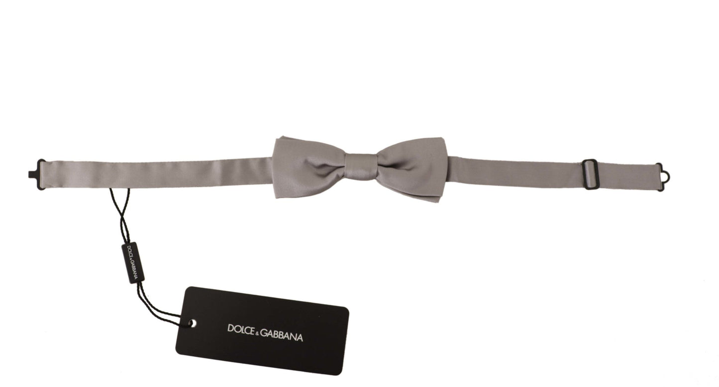 Elegant Silver Silk Bow Tie for Sophisticated Evening