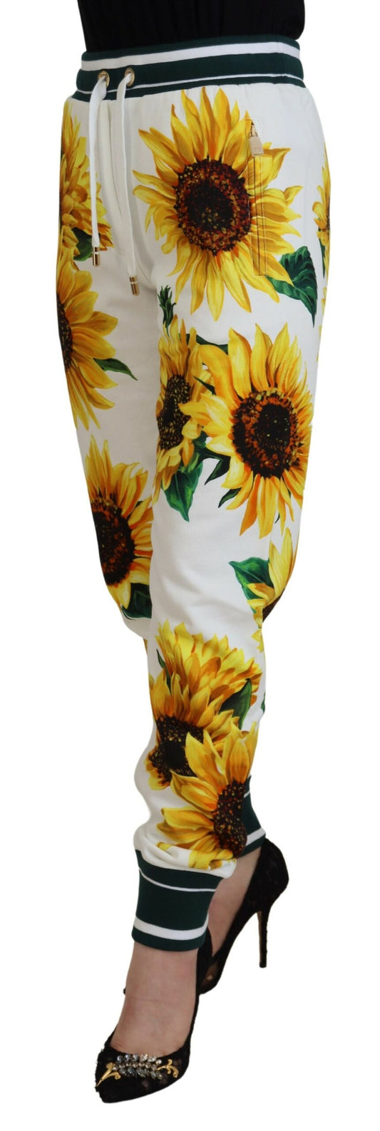 Sunflower Print Cotton Sweatpants