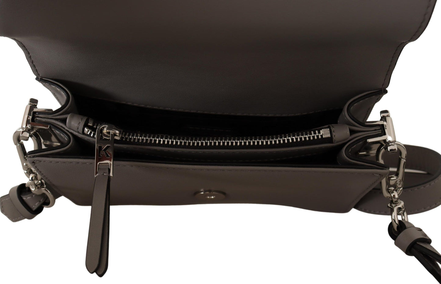 Elegant Grey Leather Crossbody Bag