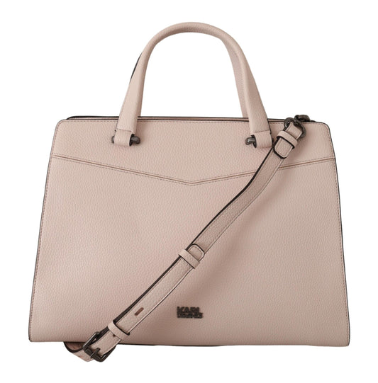 Elegant Light Pink Leather Tote Shoulder Bag