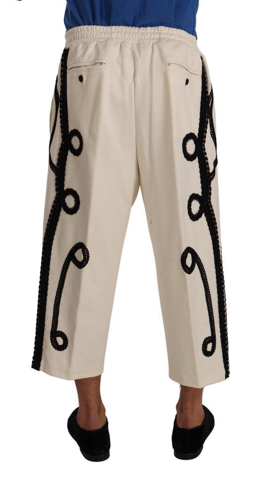 Elegant Off-White Cropped Torero Pants