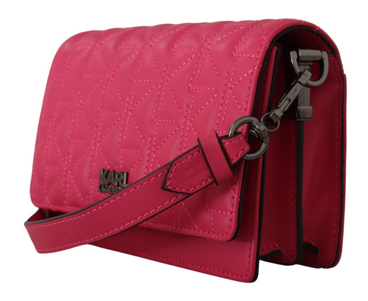 Chic Peony Pink Leather Crossbody Bag