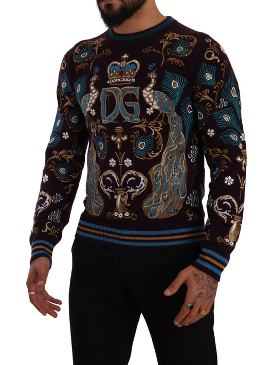 Elegant Bordeaux Cashmere Crewneck Sweater